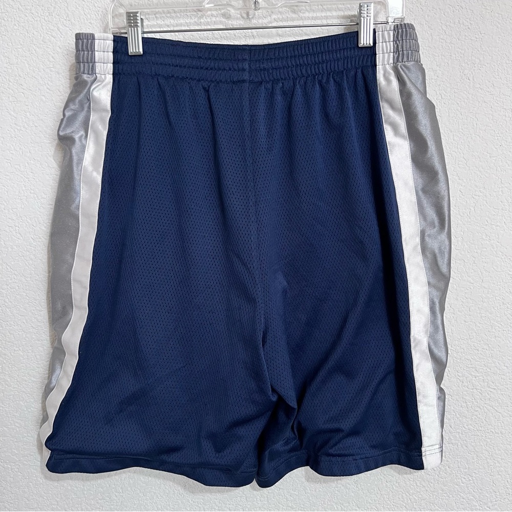Nike Navy White Silver Side Stripe Lined Basketball Shorts Pockets XL - Picture 7 of 11